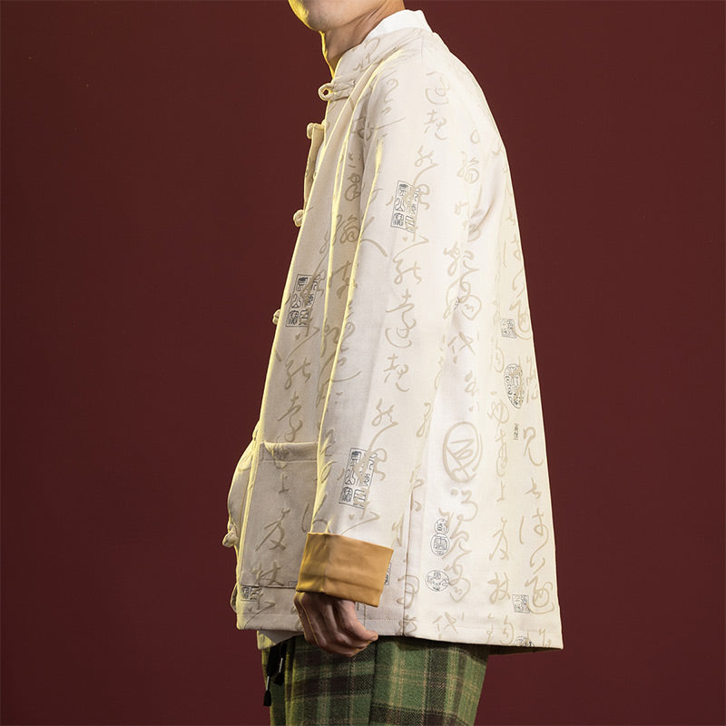 Ropa de caligrafía china con Buddha Stones, chaqueta, abrigo, traje Tang, ropa para hombre - image 10