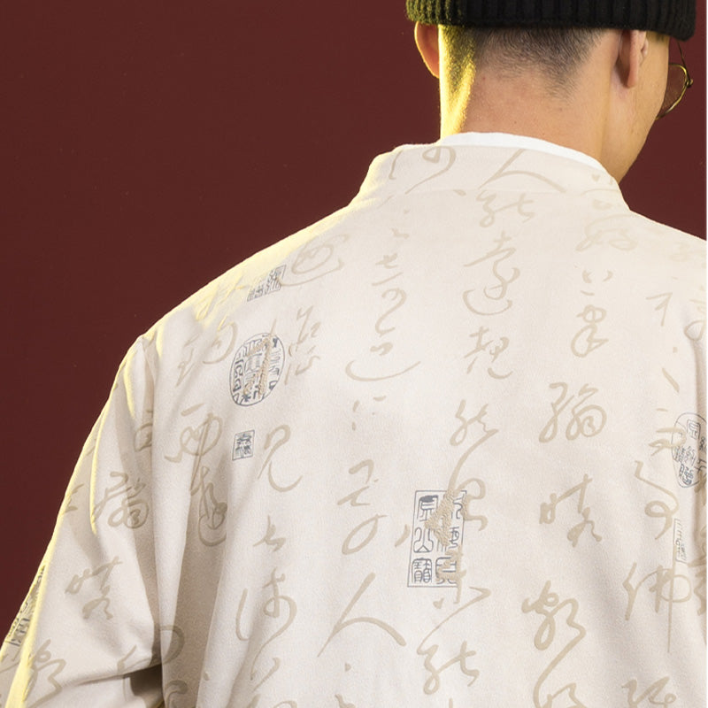Ropa de caligrafía china con Buddha Stones, chaqueta, abrigo, traje Tang, ropa para hombre - image 9