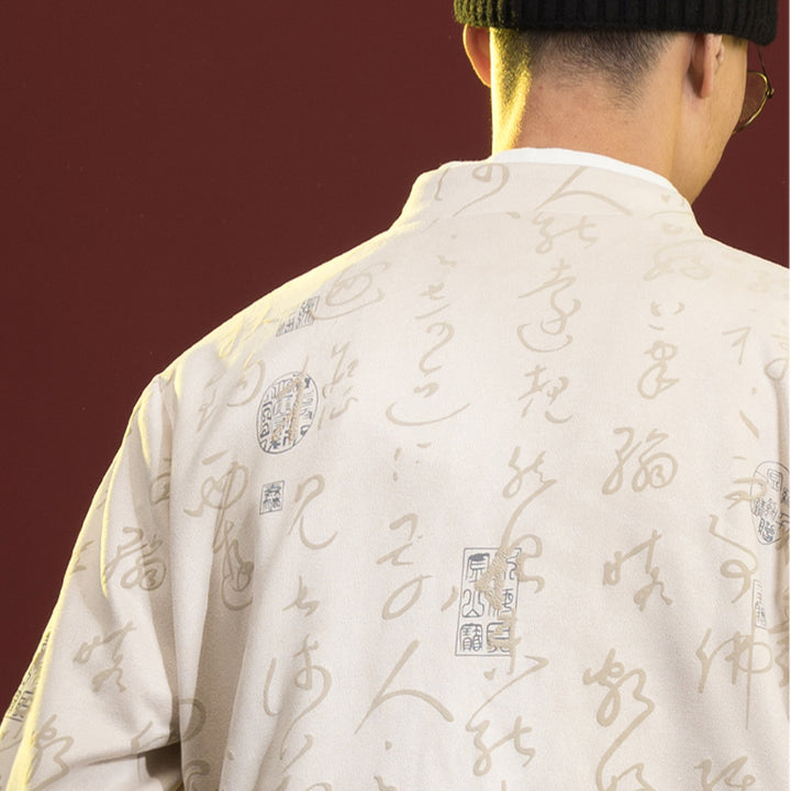 Ropa de caligrafía china con Buddha Stones, chaqueta, abrigo, traje Tang, ropa para hombre - image 9