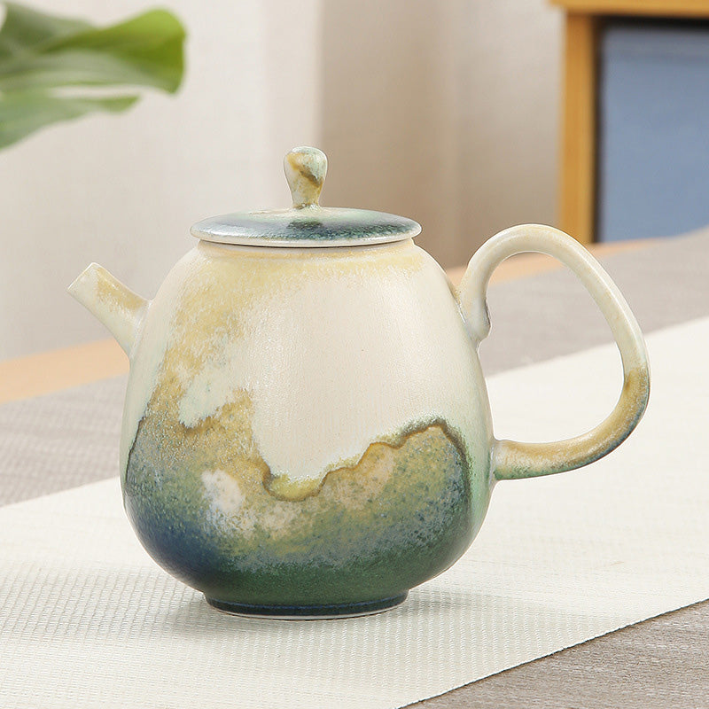 Tetera de kungfú de cerámica con Buddha Stones, té chino Gongfu verde y Beige, 230ml - 12 cm x 9,6 cm x 230 ml - image 0