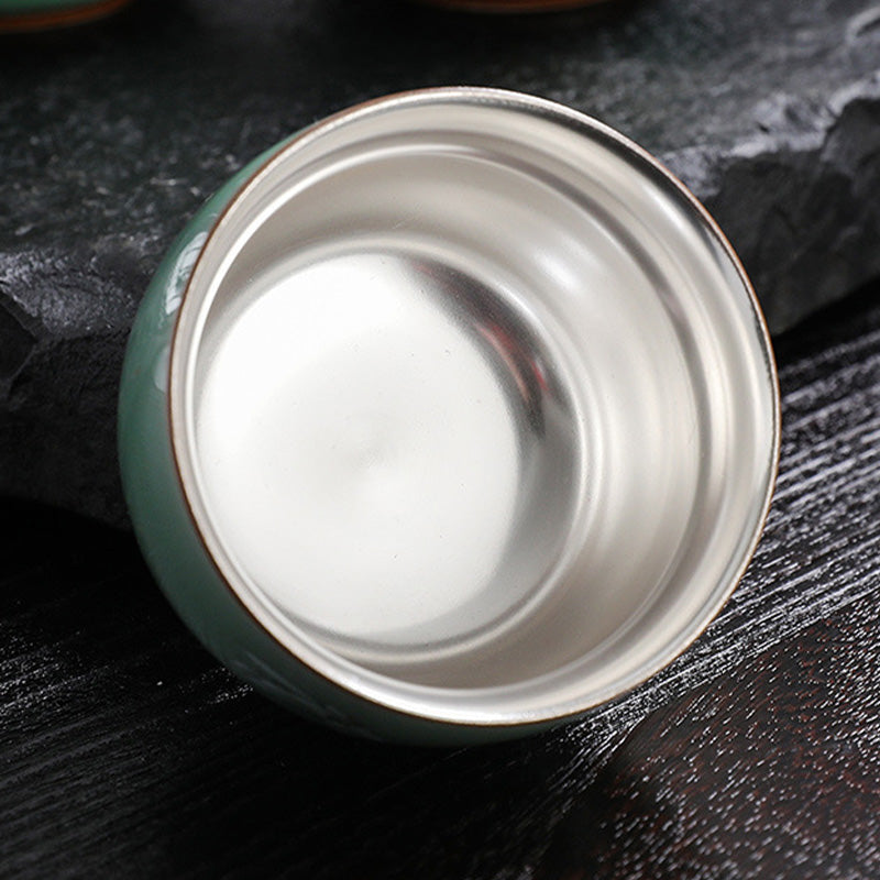 Buddha Stones , piedras, mariposa, pez dorado, loto, pez koi, taza de té de kung fu de 120 ml