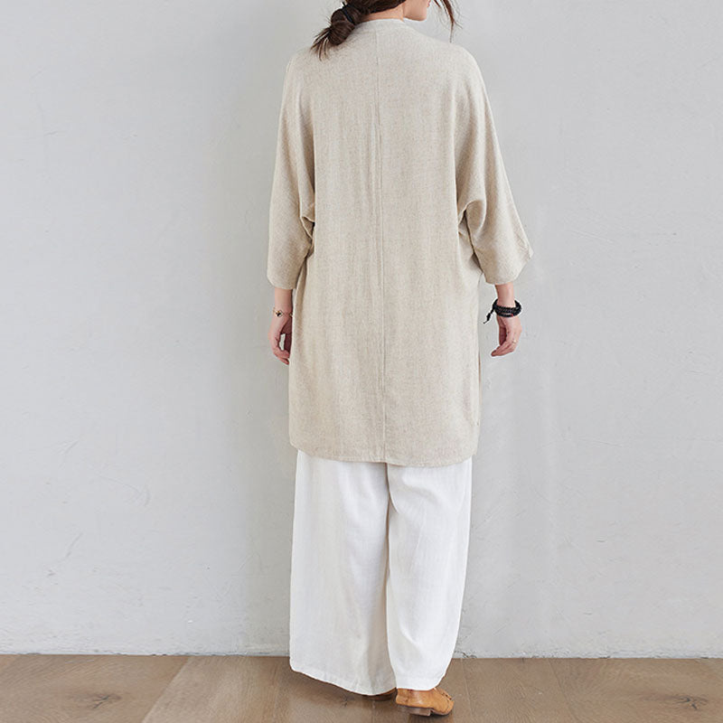 Conjunto de 2 piezas de ropa de meditación Zen Tai Chi con diseño liso de Buddha Stones, pantalones superiores de lino y algodón para mujer - image 4