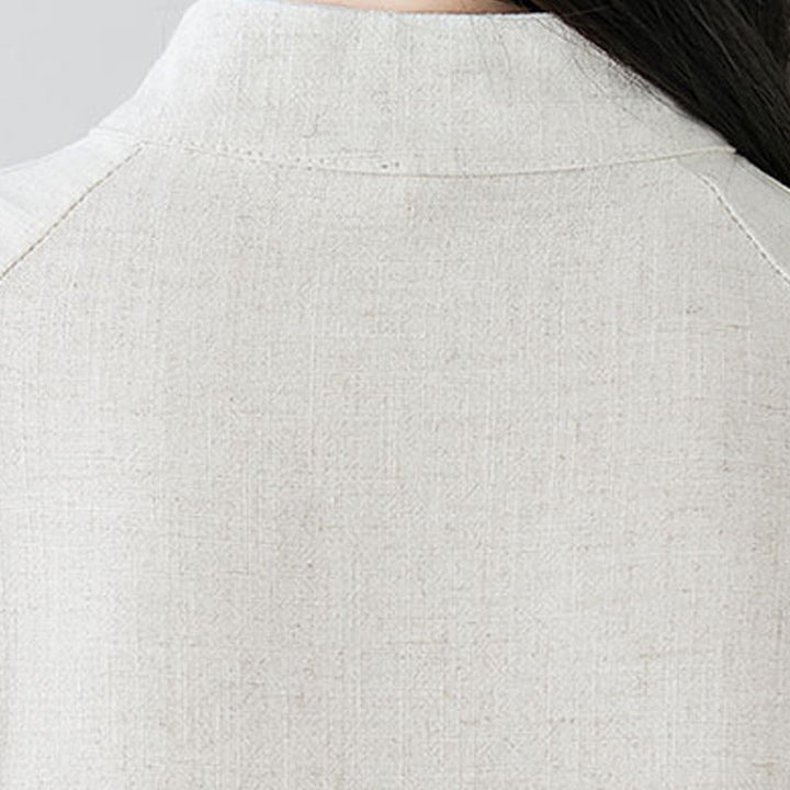 Conjunto de dos Buddha Stones de top y pantalón para mujer con diseño de botones de rana china y estilo zen tai chi, ideal para meditación. - image 8