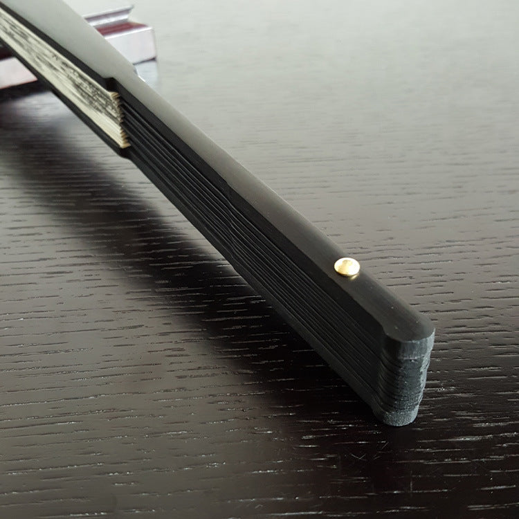 Abanico plegable de bambú de mano con diseño de Buddha Stones, gran muralla, montañas, árboles y grúa, 33,5 cm