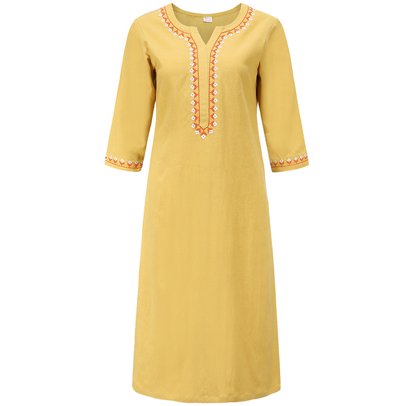 Conjunto de 2 piezas de ropa de Yoga bordada con cuello en V y piedras de Buddha Stones, pantalones superiores de lino y algodón para meditación Zen para mujer - Amarillo (solo la parte superior) - US8-10，UK/AU12-14，EU40-42 (2XL) - image 21