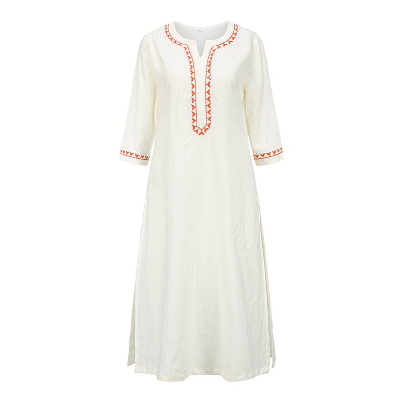 Conjunto de 2 piezas de ropa de Yoga bordada con cuello en V y piedras de Buddha Stones, pantalones superiores de lino y algodón para meditación Zen para mujer - Blanco (solo la parte superior) - US8-10，UK/AU12-14，EU40-42 (2XL) - image 19