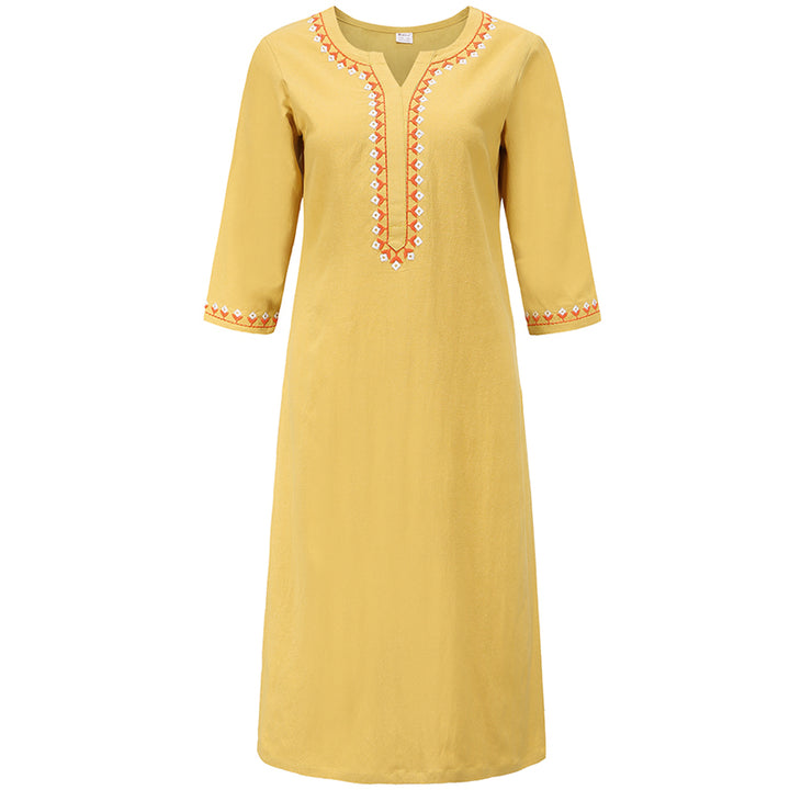 Conjunto de 2 piezas de ropa de Yoga bordada con cuello en V y piedras de Buddha Stones, pantalones superiores de lino y algodón para meditación Zen para mujer - Amarillo (solo la parte superior) - US12, UK/AU16, EU44 (2XL)  - image 21