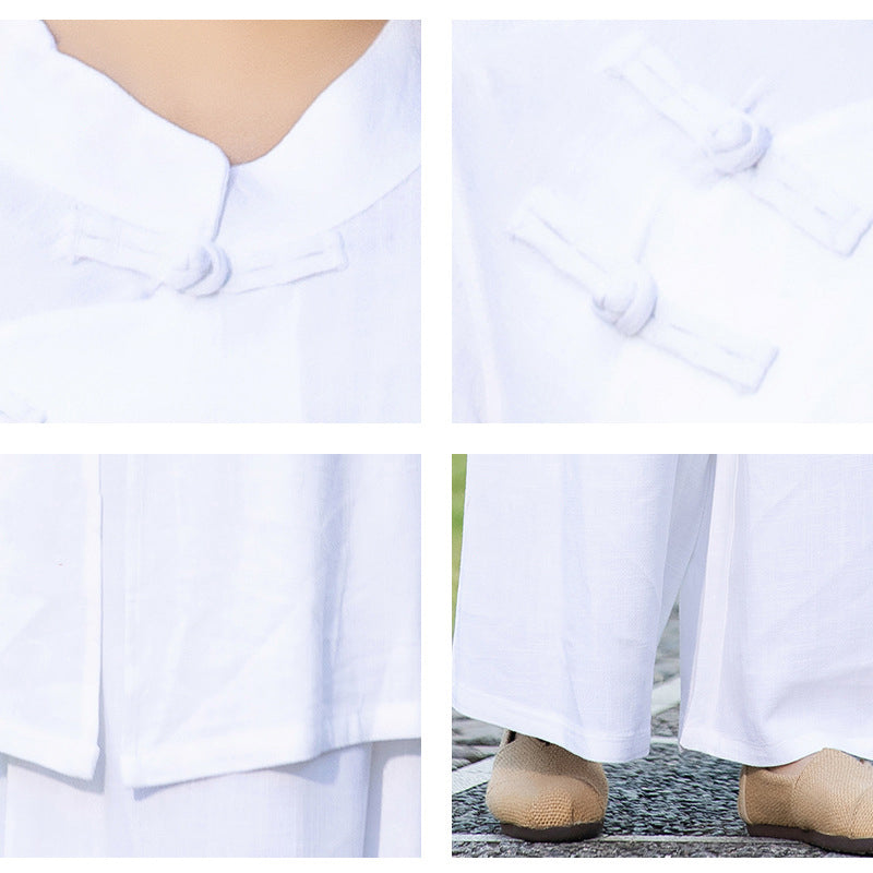Buddha Stones - Conjunto de 2 piezas de ropa de yoga Zen de manga larga lisa, ropa de meditación y pantalones superiores