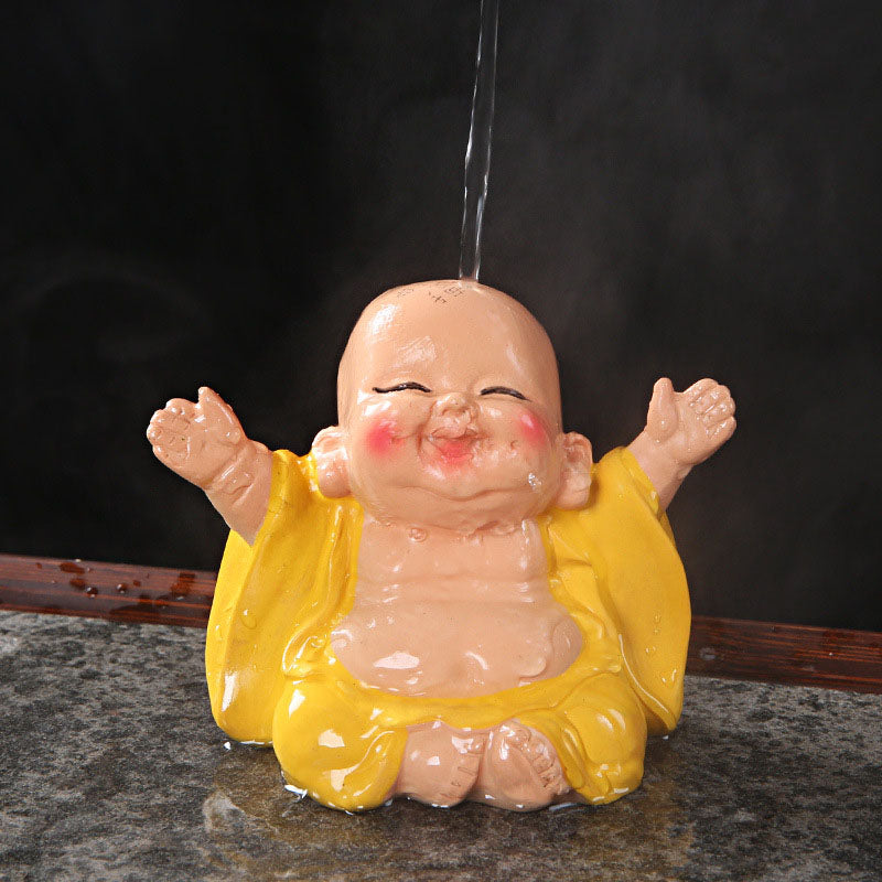 Buddha Stones que cambian de Color, Buda sonriente, resina, té, mascota, riqueza, decoración del hogar - Buda sonriente amarillo 9,5 x 6,5 x 7,5 cm - image 0