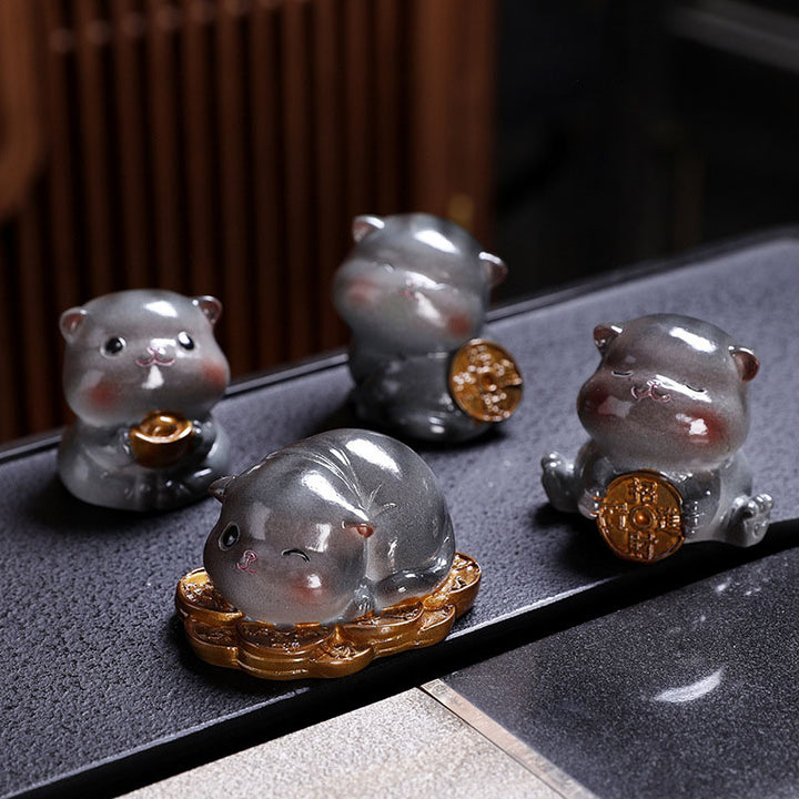 Buddha Stones que cambian de Color, lindo Mini gato, resina, té, mascota, riqueza, decoración del hogar - Gato gris - Juego de 4 piezas - image 22