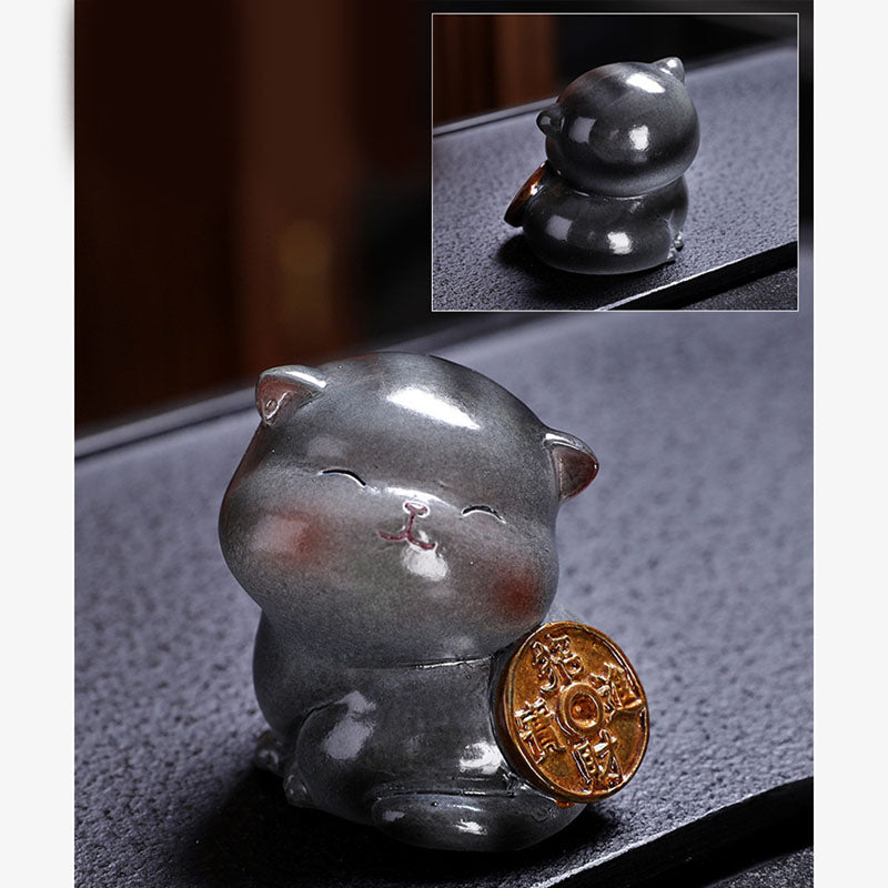 Buddha Stones que cambian de Color, lindo Mini gato, resina, té, mascota, riqueza, decoración del hogar - image 19