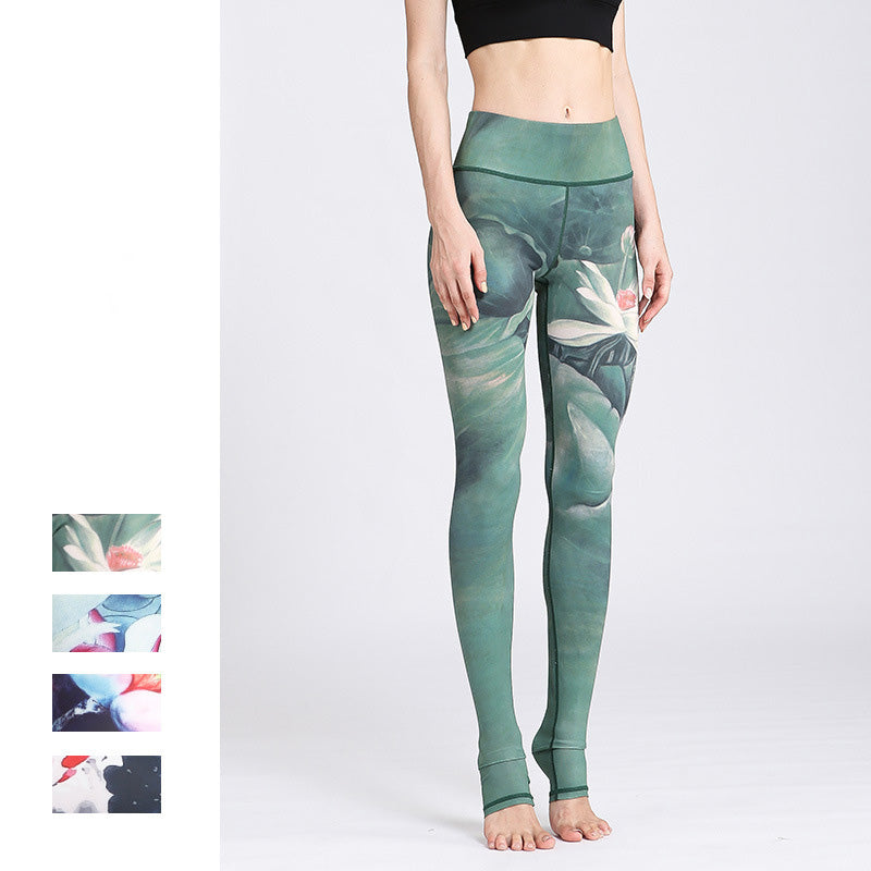 Pantalones de diseño con estampado de flores de loto y Buddha Stones, mallas deportivas para Yoga y Fitness, pantalones de Yoga para mujer - image 3