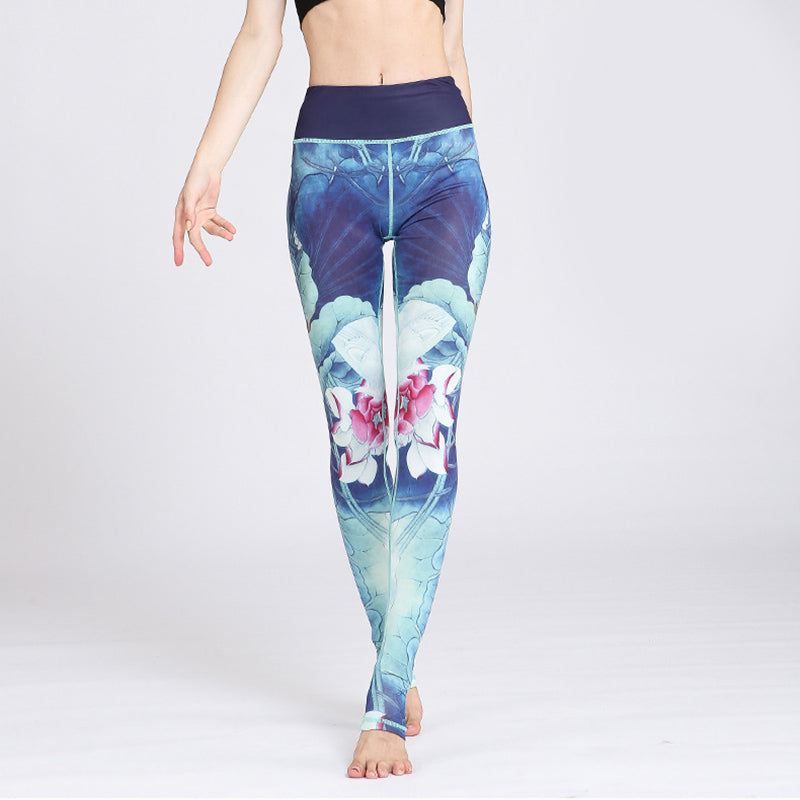 Pantalones deportivos con estampado de flores de loto y Buddha Stones, leggings de yoga para mujer. - image 18