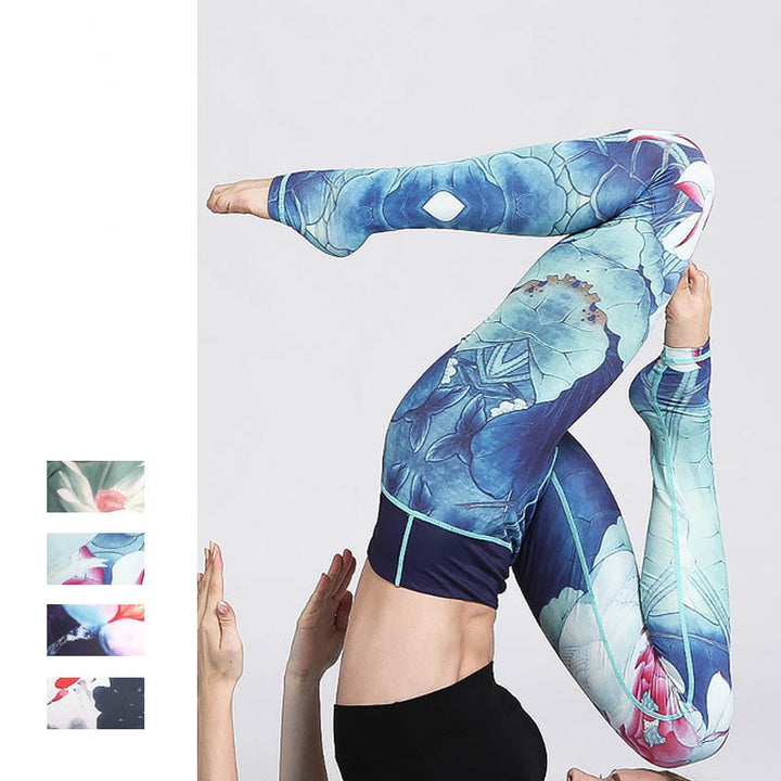 Pantalones de diseño con estampado de flores de loto y Buddha Stones, mallas deportivas para Yoga y Fitness, pantalones de Yoga para mujer - image 20
