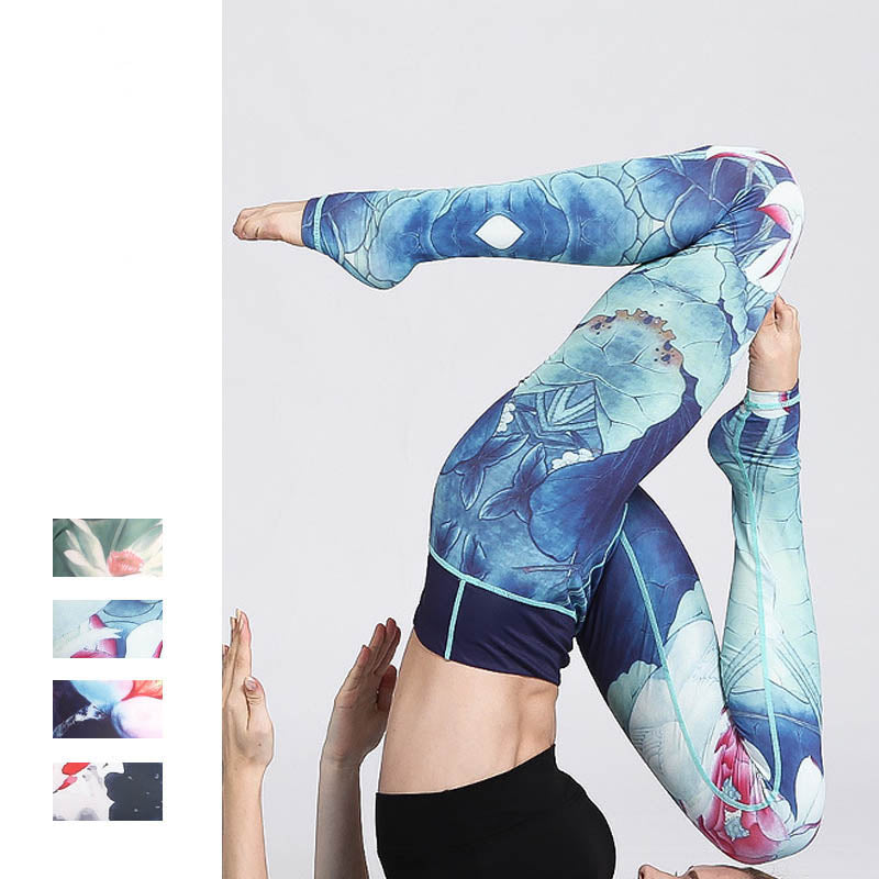 Pantalones de diseño con estampado de flores de loto y Buddha Stones, mallas deportivas para Yoga y Fitness, pantalones de Yoga para mujer - image 21
