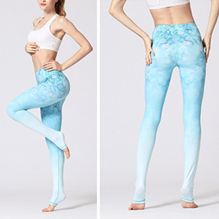 Pantalones deportivos con estampado floral de flores de loto y Buddha Stones, leggings de yoga para mujer. - image 16