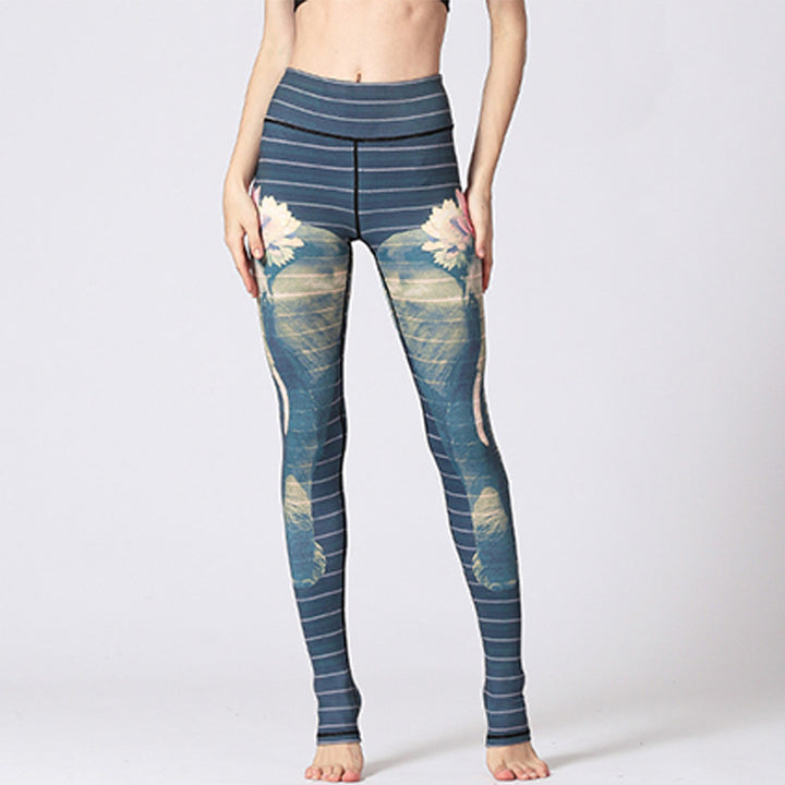 Pantalones deportivos con estampado floral de flores de loto y Buddha Stones, leggings de yoga para mujer. - image 25