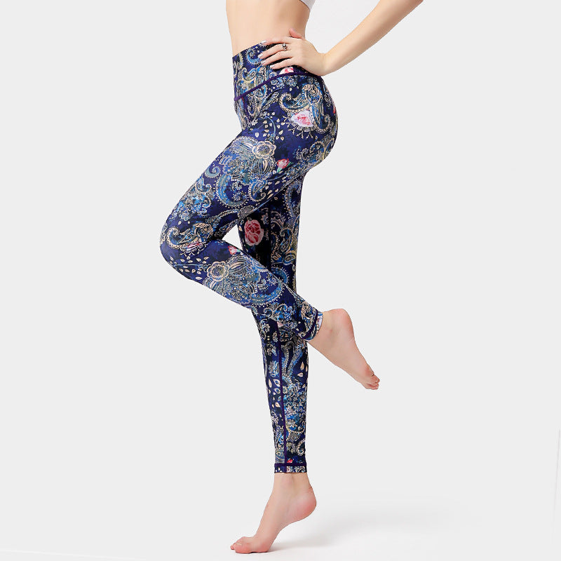 Pantalones con estampado de Buddha Stones deportivas para Fitness, Yoga, danza, pantalones de Yoga para mujer - Azul oscuro - US8-10, UK/AU12-14, EU40-42 (XL) - image 9