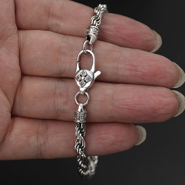 Pulsera de plata de ley 925 con Buddha Stones , Om Mani Padme Hum tibetano, doble Dorje Vajra, diseño trenzado, paz y amor - image 7
