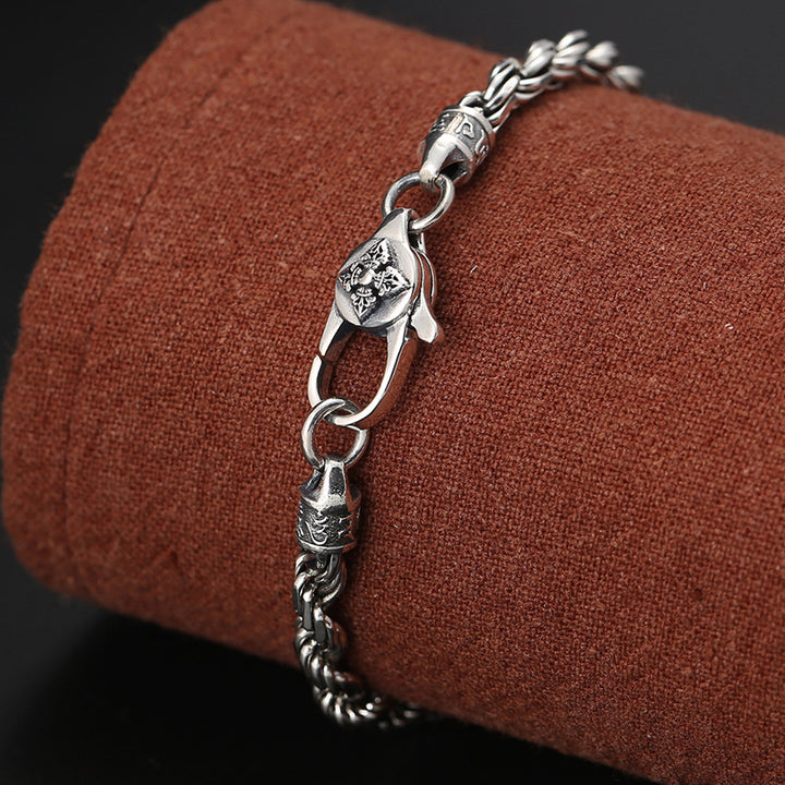 Pulsera de plata de ley 925 con Buddha Stones , Om Mani Padme Hum tibetano, doble Dorje Vajra, diseño trenzado, paz y amor - image 3