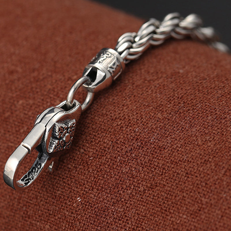 Pulsera de plata de ley 925 con Buddha Stones , Om Mani Padme Hum tibetano, doble Dorje Vajra, diseño trenzado, paz y amor - image 5