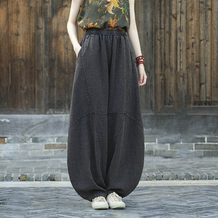 Pantalones con Buddha Stones, pantalones harem holgados para yoga zen y tai chi para mujer. - Negro (forrado de felpa) - US8-10，UK/AU12-14，EU40-42 (L)  - image 20