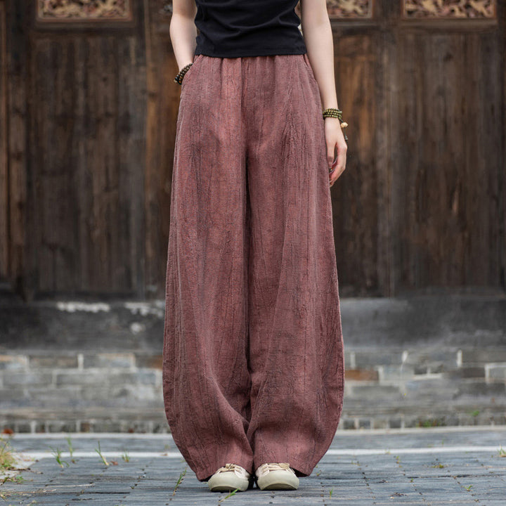 Pantalones de lino de algodón con Buddha Stones , pantalones de diseño teñido anudado, pantalones sueltos de Yoga Zen para mujer con bolsillos - Violeta pálido rojo (forrado en vellón) - US8-10，UK/AU12-14，EU40-42 (L)  - image 17
