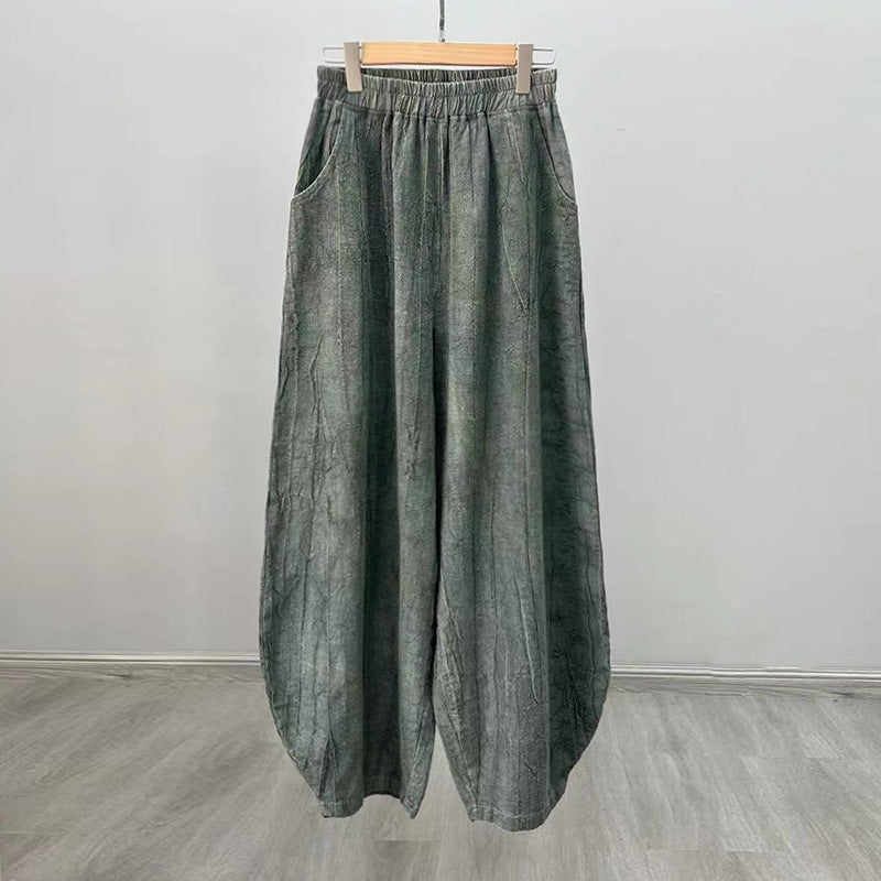 Pantalones de lino de algodón con Buddha Stones , pantalones de diseño teñido anudado, pantalones sueltos de Yoga Zen para mujer con bolsillos - Gris (forrado con vellón) - US8-10，UK/AU12-14，EU40-42 (L)  - image 16