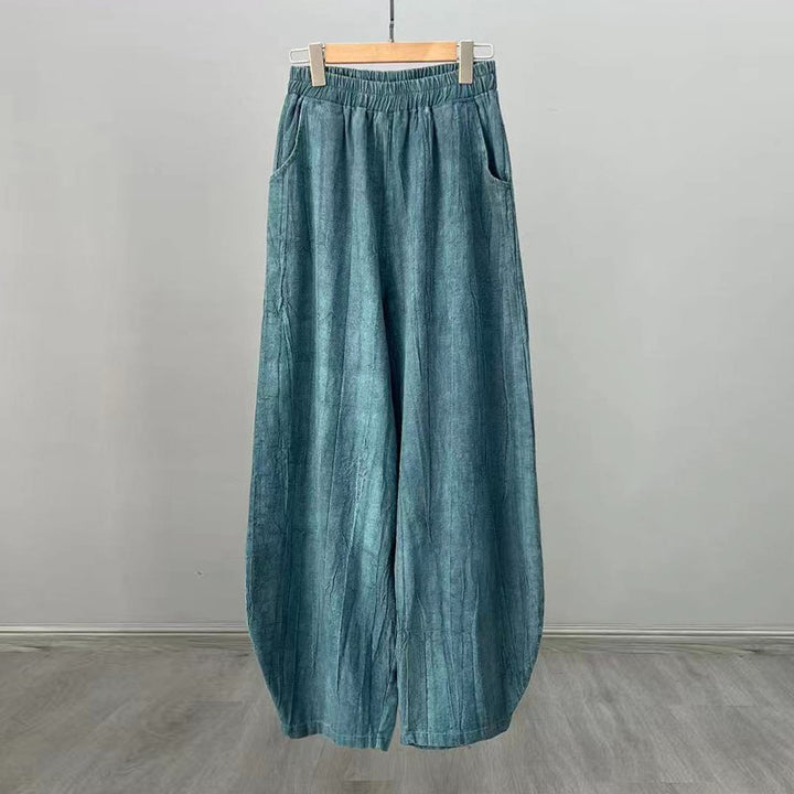 Pantalones de lino de algodón con Buddha Stones , pantalones de diseño teñido anudado, pantalones sueltos de Yoga Zen para mujer con bolsillos - Cian (Forro polar) - US8-10，UK/AU12-14，EU40-42 (L)  - image 15