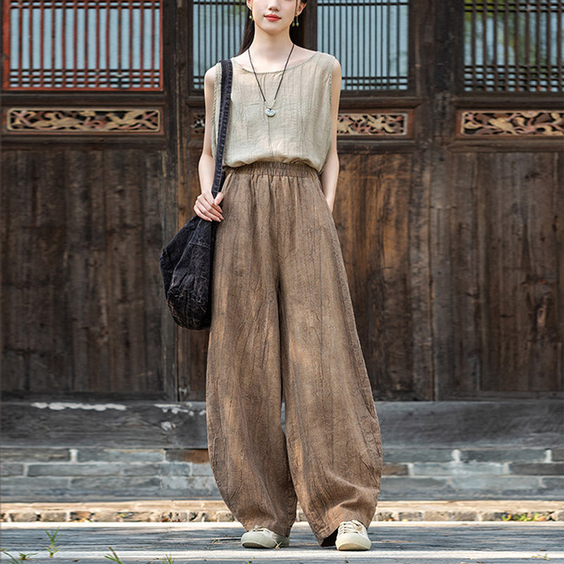 Pantalones de lino de algodón con Buddha Stones , pantalones de diseño teñido anudado, pantalones sueltos de Yoga Zen para mujer con bolsillos - image 6