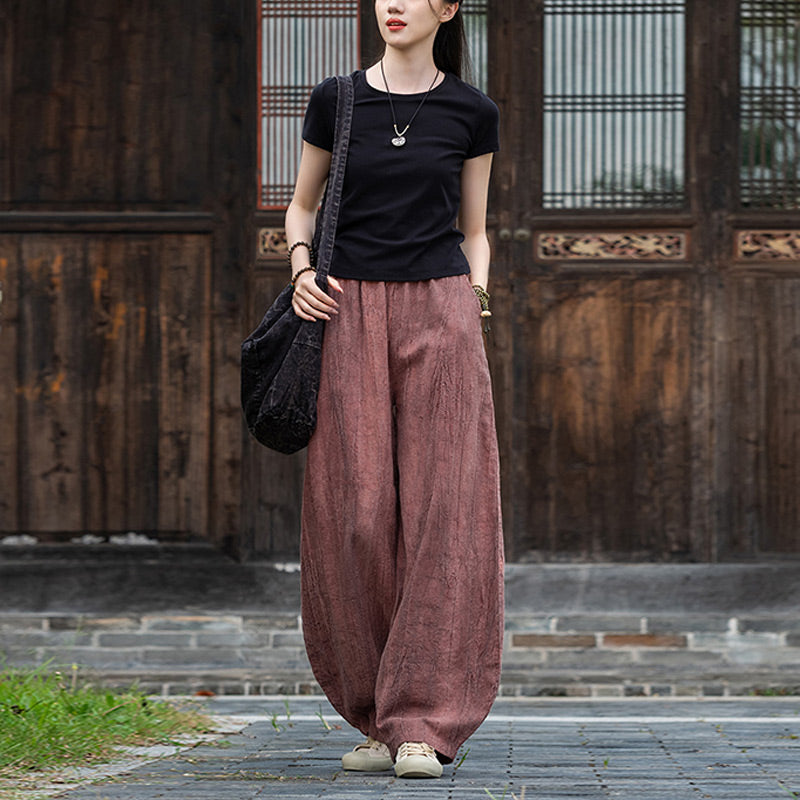 Pantalones de lino de algodón con Buddha Stones , pantalones de diseño teñido anudado, pantalones sueltos de Yoga Zen para mujer con bolsillos - image 21