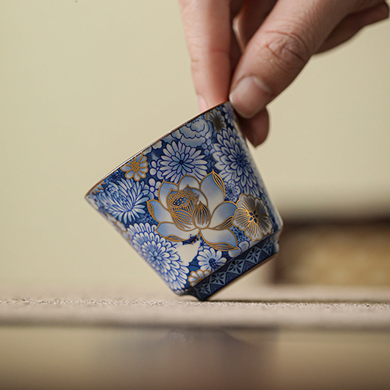 Buddha Stones, loto, crisantemo, flor de ciruelo, taza de té, taza de té de Kung Fu, tetera