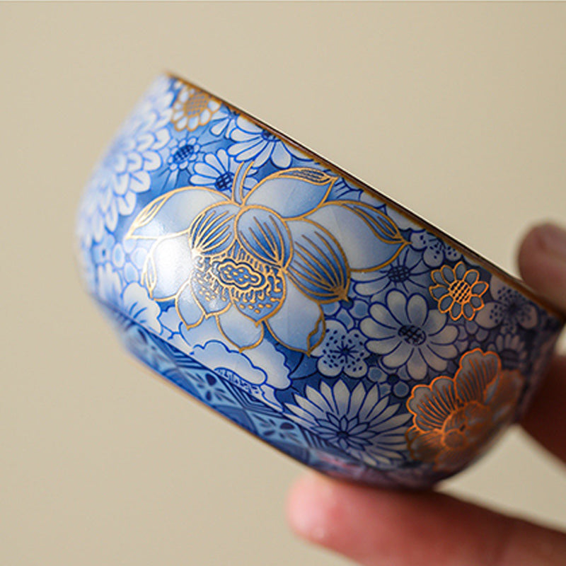 Buddha Stones, loto, crisantemo, flor de ciruelo, taza de té, taza de té de Kung Fu, tetera