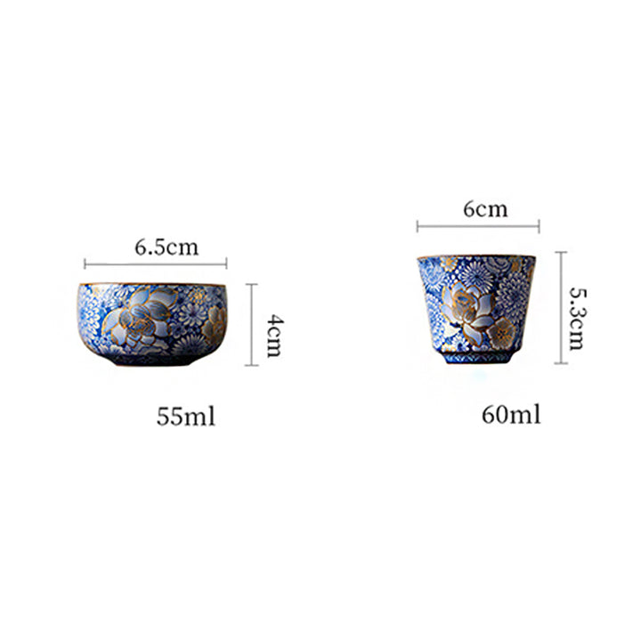 Buddha Stones, loto, crisantemo, flor de ciruelo, taza de té, taza de té de Kung Fu, tetera