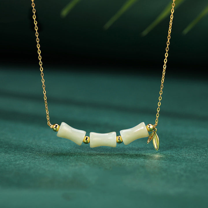 Pulsera con colgante de plata de ley 925 con Buddha Stones , jade hetiano, bambú Fu, personaje de prosperidad - Collar de jade hetiano - image 0