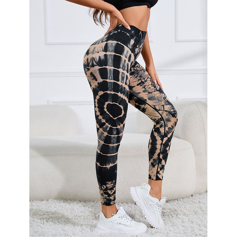 Pantalones con estampado de teñido anudado de Buddha Stones, mallas deportivas de cintura alta para Yoga, pantalones de Yoga para mujer - image 3