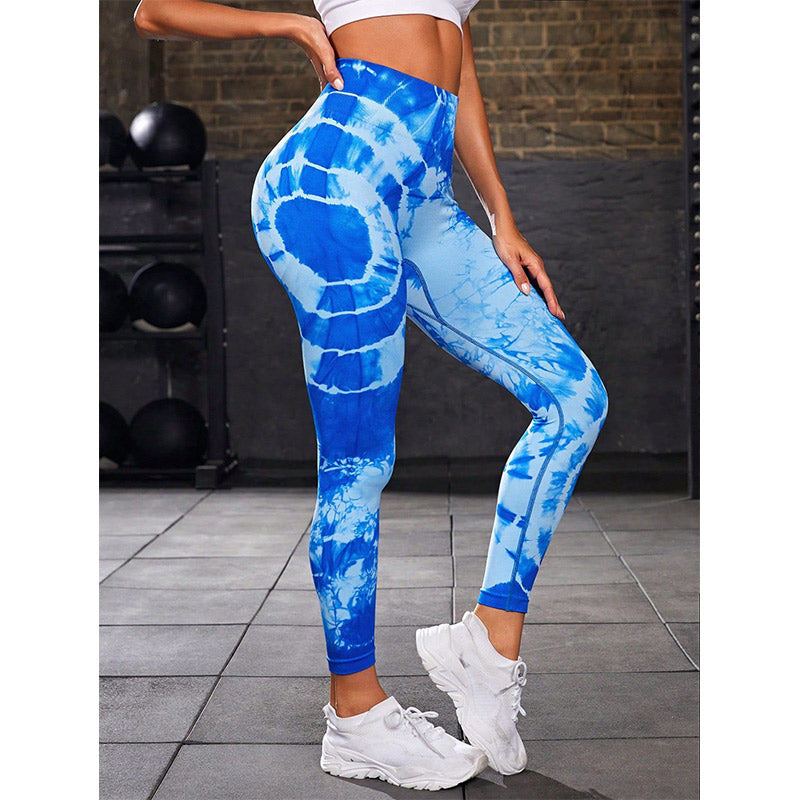 Pantalones con estampado de teñido anudado de Buddha Stones, mallas deportivas de cintura alta para Yoga, pantalones de Yoga para mujer