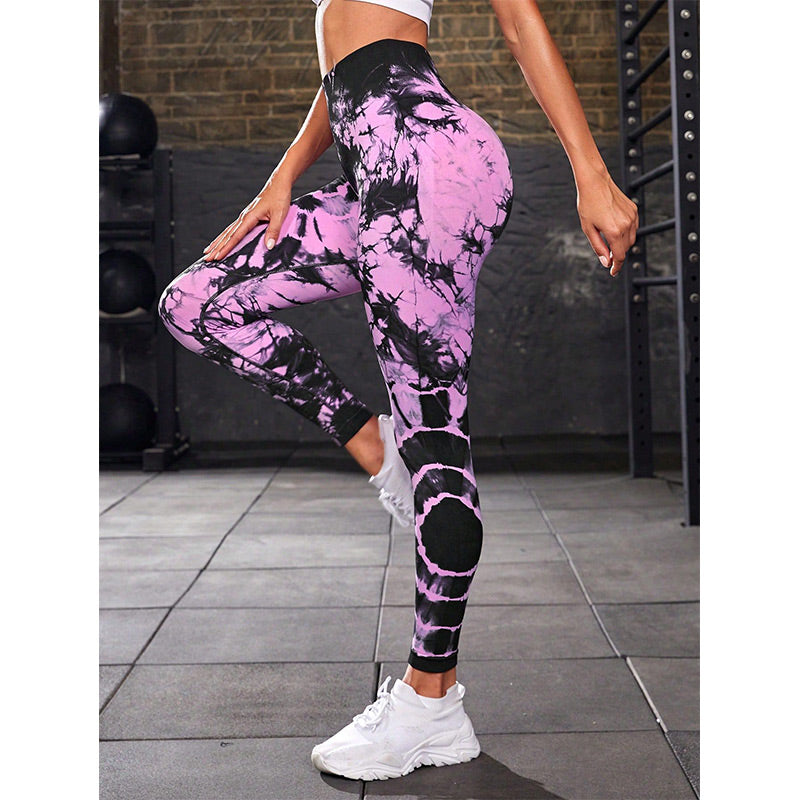 Pantalones con estampado de teñido anudado de Buddha Stones, mallas deportivas de cintura alta para Yoga, pantalones de Yoga para mujer - image 22