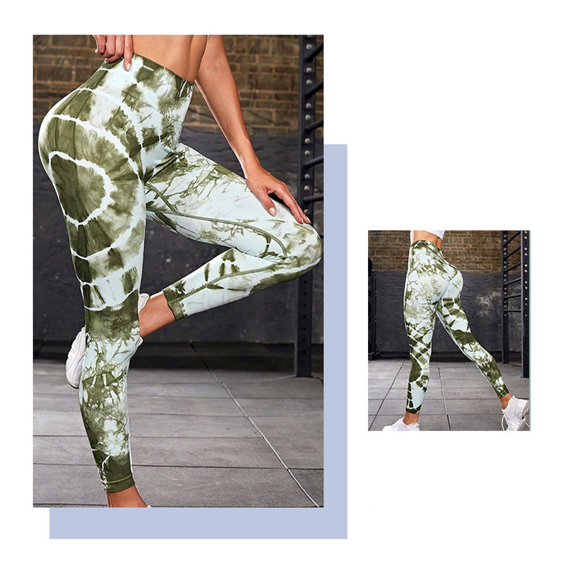 Pantalones con estampado de teñido anudado de Buddha Stones, mallas deportivas de cintura alta para Yoga, pantalones de Yoga para mujer - image 18