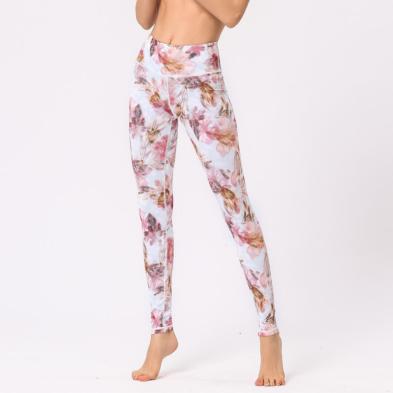 Pantalones de flores con estampado multicolor de Buddha Stones, mallas deportivas para ejercicio, Fitness, cintura alta, pantalones de Yoga para mujer - Flores blancas y rosadas - US8-10, UK/AU12-14, EU40-42 (XL) - image 10