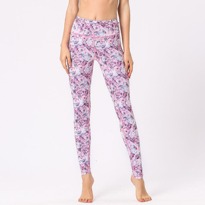 Pantalones de flores con estampado multicolor de Buddha Stones, mallas deportivas para ejercicio, Fitness, cintura alta, pantalones de Yoga para mujer - Flores moradas - US8-10, UK/AU12-14, EU40-42 (XL) - image 14