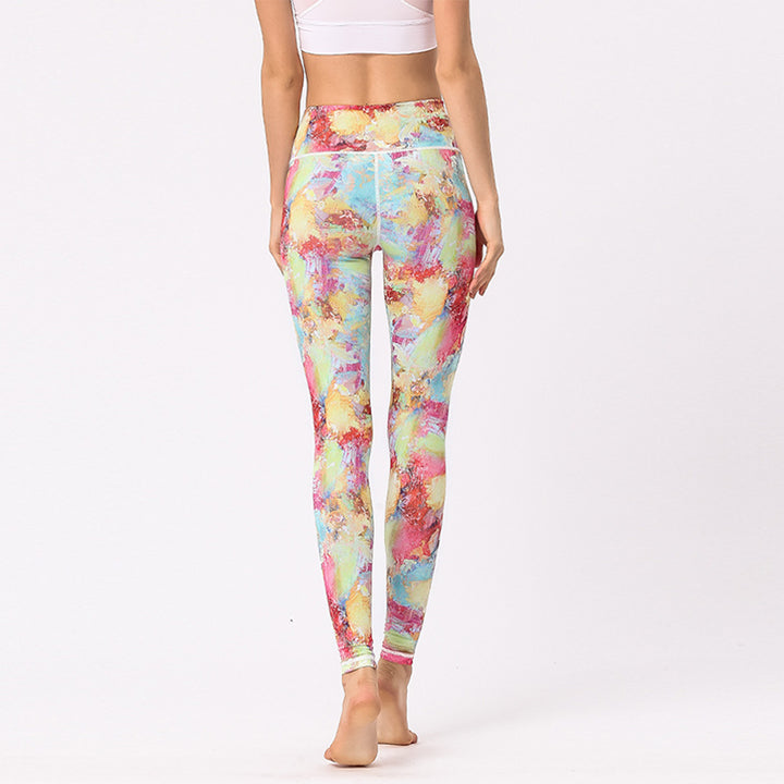 Pantalones de flores con estampado multicolor de Buddha Stones, mallas deportivas para ejercicio, Fitness, cintura alta, pantalones de Yoga para mujer - image 2