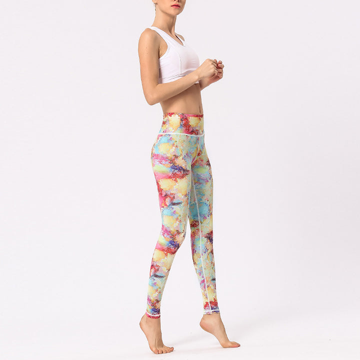 Pantalones de flores con estampado multicolor de Buddha Stones, mallas deportivas para ejercicio, Fitness, cintura alta, pantalones de Yoga para mujer - image 3