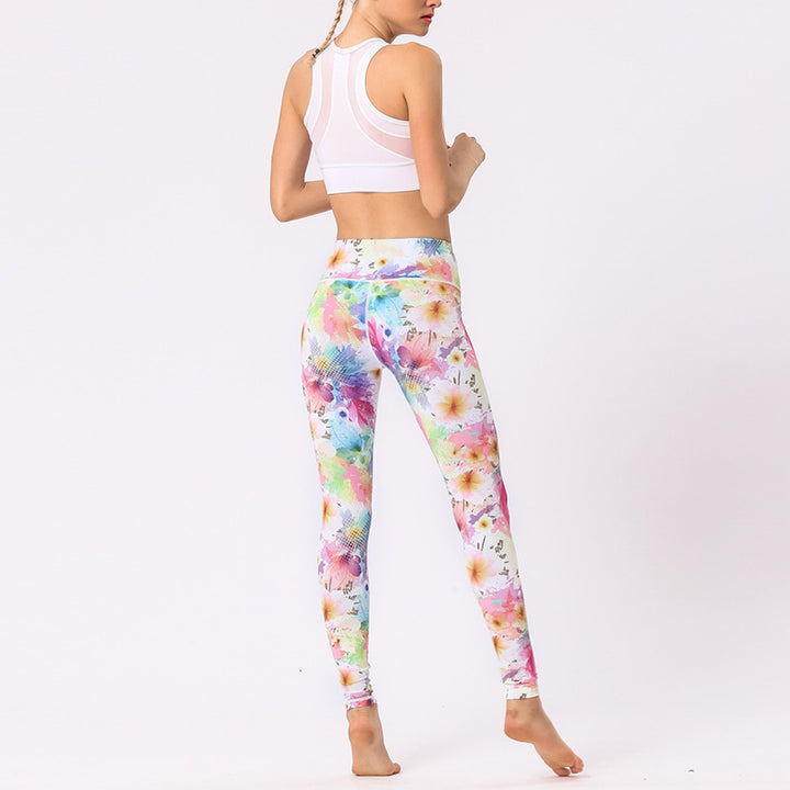 Pantalones de flores con estampado multicolor de Buddha Stones, mallas deportivas para ejercicio, Fitness, cintura alta, pantalones de Yoga para mujer - image 9