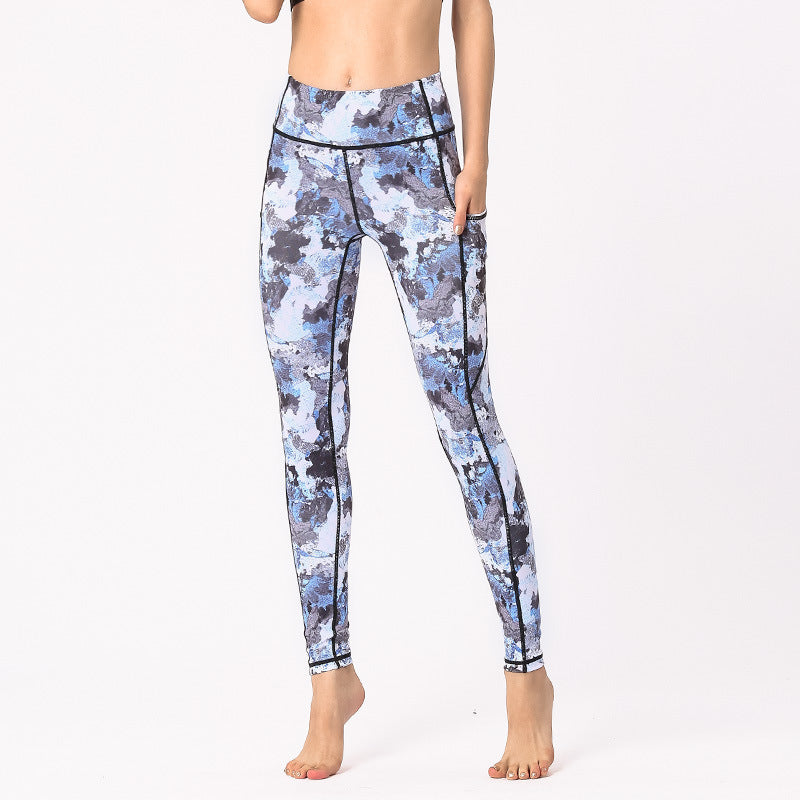 Pantalones con estampado colorido de Buddha Stones, mallas deportivas para ejercicio, pantalones de Yoga para mujer - Negro Gris Azul - US8-10, UK/AU12-14, EU40-42 (XL) - image 0