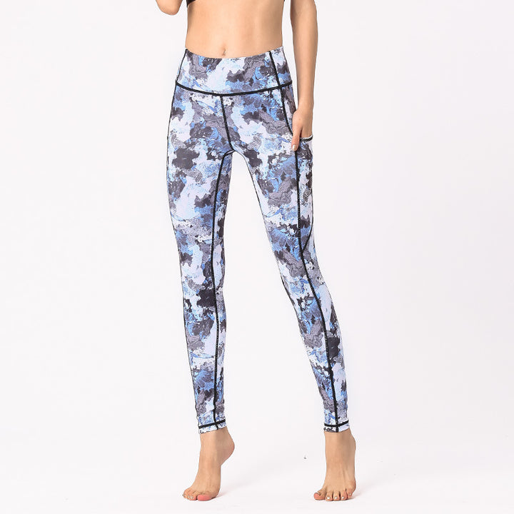 Pantalones con estampado colorido de Buddha Stones, mallas deportivas para ejercicio, pantalones de Yoga para mujer - Negro Gris Azul - US8-10, UK/AU12-14, EU40-42 (XL) - image 0