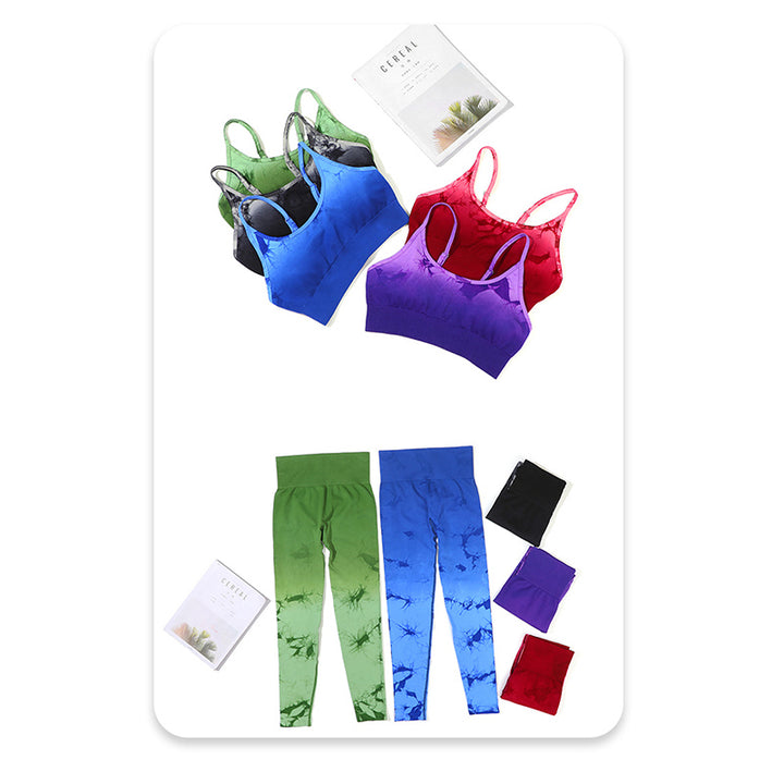 Buddha Stones 2 piezas simple Tie Dye Print Crop Tank Top cintura alta pantalones deportes gimnasio trajes mujeres yoga conjuntos - image 17
