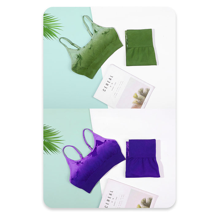 Buddha Stones 2 piezas simple Tie Dye Print Crop Tank Top cintura alta pantalones deportes gimnasio trajes mujeres yoga conjuntos - image 14