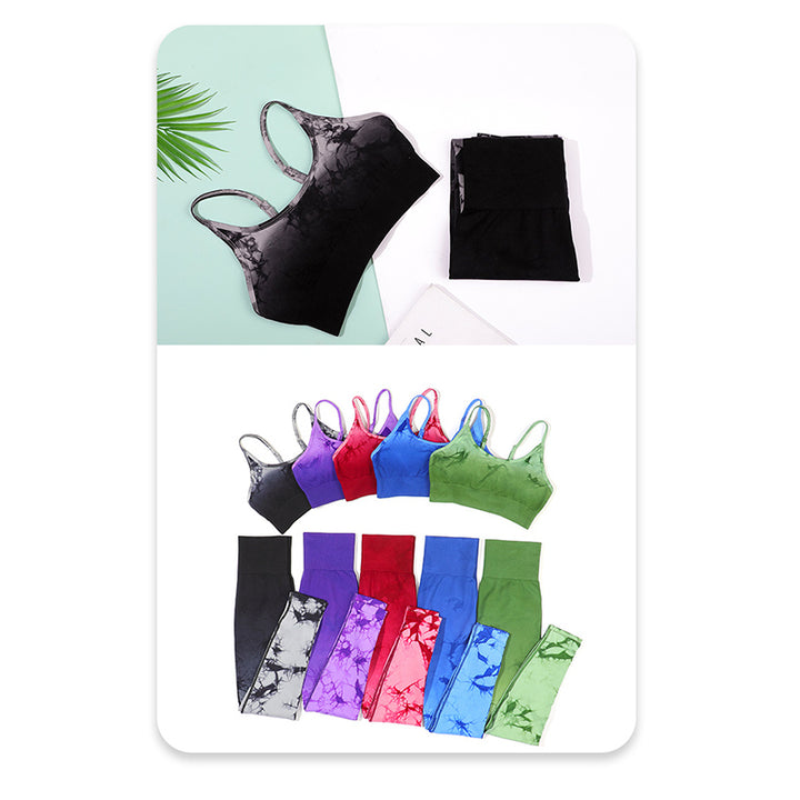 Buddha Stones 2 piezas simple Tie Dye Print Crop Tank Top cintura alta pantalones deportes gimnasio trajes mujeres yoga conjuntos - image 19