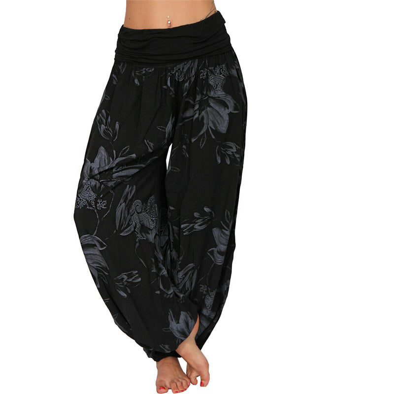 Pantalones de yoga para mujer con diseño de hojas de flores y piedras de Buddha Stones - Negro - US20，UK/AU24，EU52 (5XL) - image 13
